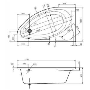 Акриловая ванна Santek Эдера 170х100 1.WH50.1.662 левосторонняя