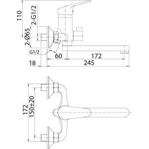Смеситель для ванны с душем Milardo Simp SIMSB02M02