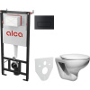 Комплект Унитаз подвесной Roca Mateo + Крышка DIWO Матео 0346 с микролифтом + Инсталляция AlcaPlast AM101/1120-4:1 RU M578-0001 кнопка смыва черная