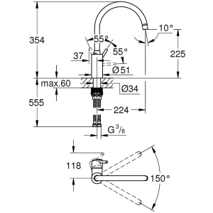 Смеситель для кухни с высоким изливом Grohe Concetto New 32661DC3 суперсталь