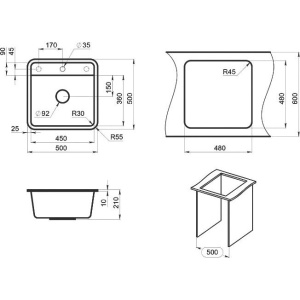 Купить Мойка кухонная Granula Standart 5001, черный в Москве с доставкой Мойка кухонная Granula Standart 5001, черный