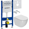 Комплект Унитаз подвесной Bauedge Bau Dream Hurricane-2 безободковый, с микролифтом, белый + Инсталляция Geberit Duofix Delta 458.149.21.1 с кнопкой смыва, хром + Шумоизоляция