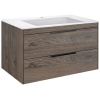 Тумба с раковиной Vincea Chiara 2D 80, 2 ящика, темный дуб, с белой раковиной