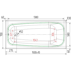 Купить Чугунная ванна Универсал Классик 150x70 см, с ножками, черная в Москве с доставкой Чугунная ванна Универсал Классик 150x70 см, с ножками, черная