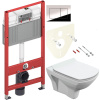 Комплект Унитаз подвесной Cersanit Carina XL Clean On DPL EO slim + Инсталляция TECE Now 9400412 4 в 1 с кнопкой смыва