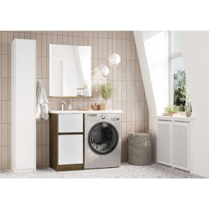 Купить Тумба с раковиной AQUATON Лондри 40 L, дуб кантри, белый в Москве с доставкой Тумба с раковиной AQUATON Лондри 40 L, дуб кантри, белый