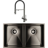 Комплект Мойка кухонная IDDIS Edifice EDI75G2i77 графитовая + Смеситель Ace ACEGMFFi05 графит, с гибким изливом