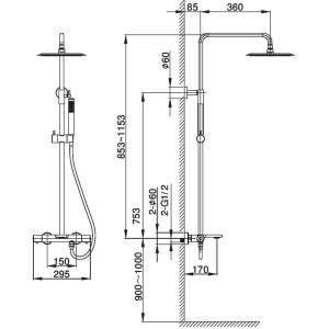 Душевая стойка Vincea Vogue VSFS-1V1TBG с термостатом, брашированное золото