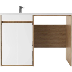 Купить Тумба с раковиной Домино Domino L, 120, дуб вотан, белая, под стиральную машину в Москве с доставкой Тумба с раковиной Домино Domino L, 120, дуб вотан, белая, под стиральную машину