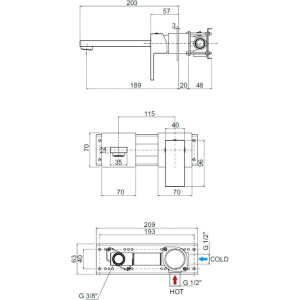 Смеситель для раковины Cezares Unika BLI2-02 С ВНУТРЕННЕЙ ЧАСТЬЮ бронза