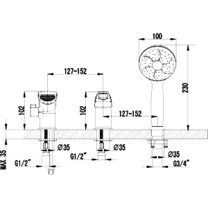 Смеситель на борт ванны Lemark Atlantiss LM3245C