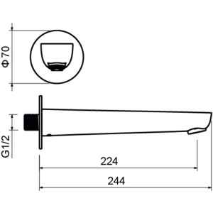 Излив для ванны Aquatek Бетта AQ1141BGM оружейная сталь