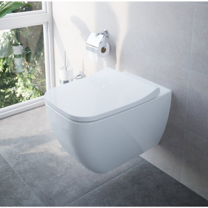 Комплект Унитаз подвесной VitrA Shift 7742B003-0075 белый глянцевый + Крышка Integra Square 191-003-009 с микролифтом + Инсталляция 800-2009 с кнопкой смыва, белая