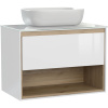 Тумба с раковиной Cersanit Louna 80 светлое дерево, со столешницей