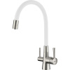 Смеситель для кухни Lemark Comfort LM3075BN-White с гибким изливом, никель, белый