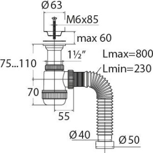 Сифон для раковины Virplast Мини Элит 30980678