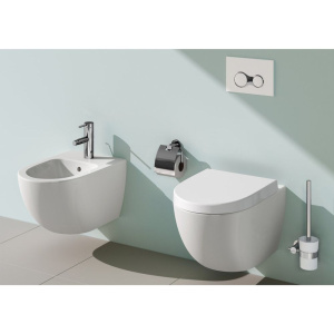 Купить Унитаз подвесной VitrA Sento 7748B003-0075 + крышка-сиденье VitrA Sento 86-003-009 с микролифтом, петли хром в Москве с доставкой Унитаз подвесной VitrA Sento 7748B003-0075 + крышка-сиденье VitrA Sento 86-003-009 с микролифтом, петли хром