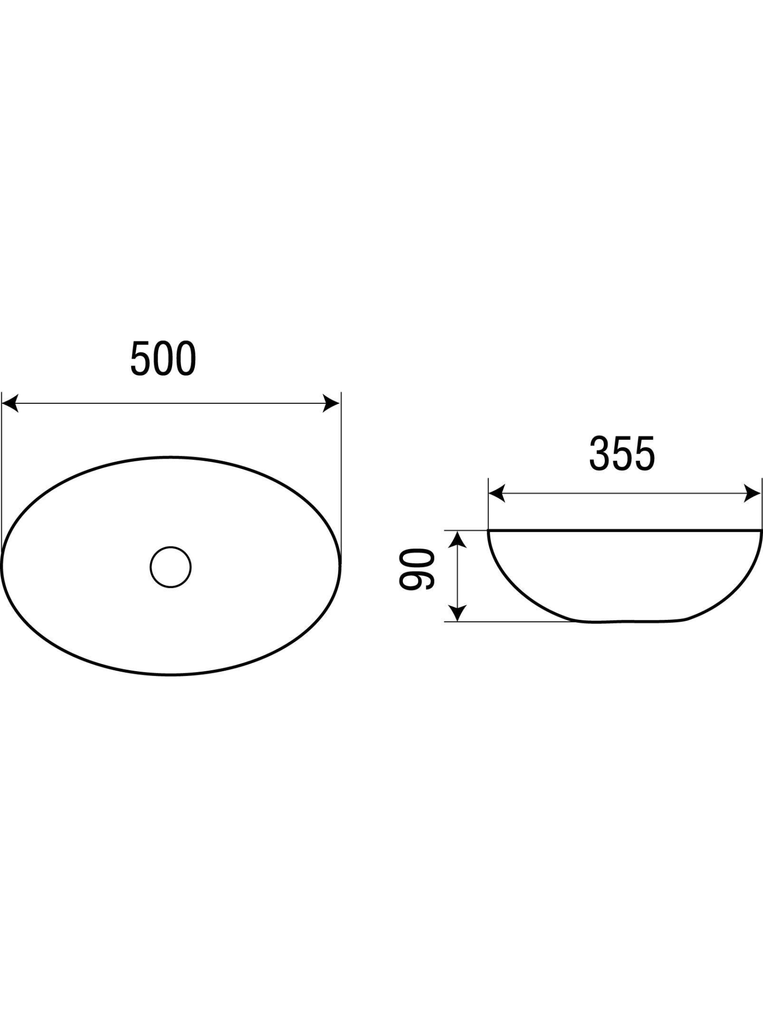 Раковина накладная 500х355х90 WeltWasser ELBACH 10255 (10000003857)