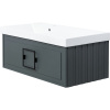 Тумба с раковиной La Fenice Cubo 90 L серая, ручка черная