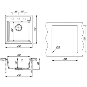 Купить Мойка кухонная Lemark Hanka 450 9910011 серый шёлк в Москве с доставкой Мойка кухонная Lemark Hanka 450 9910011 серый шёлк