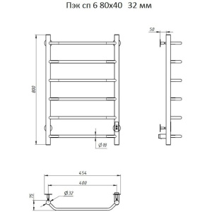 Купить Полотенцесушитель электрический Тругор Пэк 6 80х40 с выключателем в Москве с доставкой Полотенцесушитель электрический Тругор Пэк 6 80х40 с выключателем