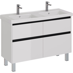 Тумба с раковиной Lemark Combi 125 черная, белая глянцевая