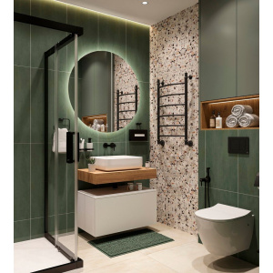 Столешница STWORKI Ольборг 80 дуб французский, без отверстий, с тумбой 80, с раковиной STWORKI Soul 1 белой