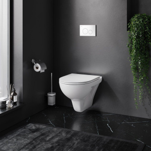 Комплект Унитаз подвесной AM.PM Gem C901700SC безободковый, с микролифтом + Инсталляция Pro I012704.9001 с клавишей Pro L, белый