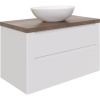 Тумба с раковиной STWORKI Берген 100, белая с темной столешницей, Moduo 55 Leaf