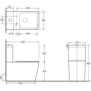 Унитаз-компакт SantiLine SL-5017 безободковый, с микролифтом