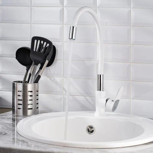 Купить Смеситель для кухни РМС SL123W SL123W-016F-1, белый, хром в Москве с доставкой Смеситель для кухни РМС SL123W SL123W-016F-1, белый, хром