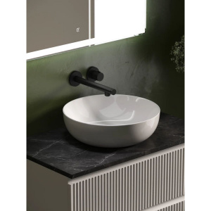 Купить Тумба с раковиной Sancos Snob R 100 см, bianco, столешница черный мрамор, раковина CN5024 в Москве с доставкой Тумба с раковиной Sancos Snob R 100 см, bianco, столешница черный мрамор, раковина CN5024