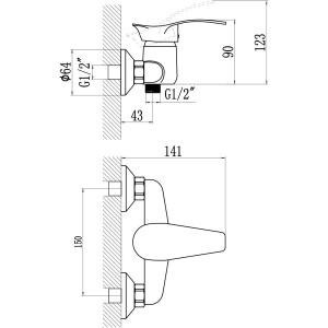 Смеситель для душа Savol S-T3006