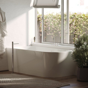 Акриловая ванна Sancos Veneto FB11 L 170x80 см, угловая, с каркасом, со сливом-переливом, асимметричная