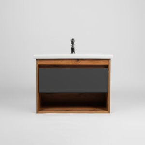 Мебель для ванной VIANT Бостон 70 подвесная, с ящиком, дуб вотан, графит