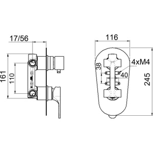 Смеситель для ванны с душем Remer Class Line L92 С ВНУТРЕННЕЙ ЧАСТЬЮ