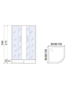 Душевое ограждение без поддона River DON LIGHT 80/15 MT (10000002917)