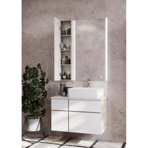 Купить Шкаф AQUATON Мишель 23 дуб эндгрейн, белый в Москве с доставкой Шкаф AQUATON Мишель 23 дуб эндгрейн, белый