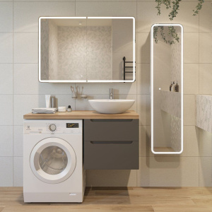 Купить Тумба с раковиной STWORKI Берген 60, серая со светлой столешницей 122, Moduo 55 Leaf, L в Москве с доставкой Тумба с раковиной STWORKI Берген 60, серая со светлой столешницей 122, Moduo 55 Leaf, L