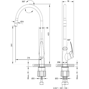 Смеситель для кухни Lemark Linara LM0415C-Black с гибким изливом