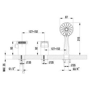 Смеситель на борт ванны Lemark Shift LM4345C