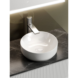 Купить Тумба с раковиной Sancos Snob T 80 см, bianco, столешница черный мрамор, раковина CN6005 в Москве с доставкой Тумба с раковиной Sancos Snob T 80 см, bianco, столешница черный мрамор, раковина CN6005