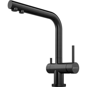 Купить Комплект Мойка кухонная Omoikiri Kata 44-U-BL черная + Смеситель Nagano PVD-GM вороненая сталь в Москве с доставкой Комплект Мойка кухонная Omoikiri Kata 44-U-BL черная + Смеситель Nagano PVD-GM вороненая сталь