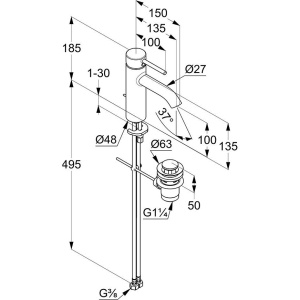 Смеситель для раковины Kludi Bozz 382800576 хром