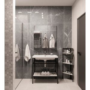 Купить Зеркало DIWO Смоленск 80 с полкой, черное, в стиле лофт, квадратное в Москве с доставкой Зеркало DIWO Смоленск 80 с полкой, черное, в стиле лофт, квадратное