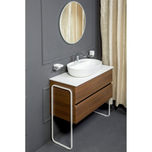 Мебель для ванной Armadi Art Vallessi 100 со столешницей белая, дуб темный