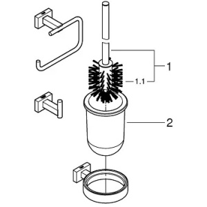 Набор аксессуаров 3 предмета: Ершик, держатель бумаги, крючок Grohe Essentials Cube 40757001 хром