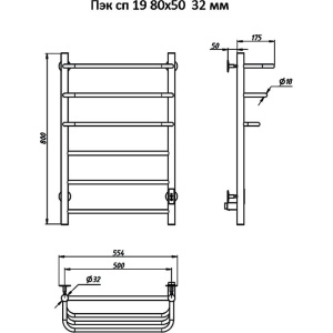 Купить Полотенцесушитель электрический Тругор Пэк 19 80х50 с выключателем, хром в Москве с доставкой Полотенцесушитель электрический Тругор Пэк 19 80х50 с выключателем, хром