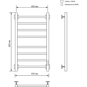 Полотенцесушитель электрический Ника Step 3, 80/40, матовый белый RAL9016