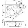 Акриловая ванна Vagnerplast Flora L 150x100 см, угловая, с каркасом, ультрабелая, асимметричная